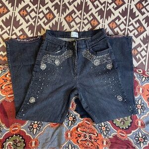 Vintage 80’s Vandana Blinged & Beaded High Waist Black Denim Jeans 29/29